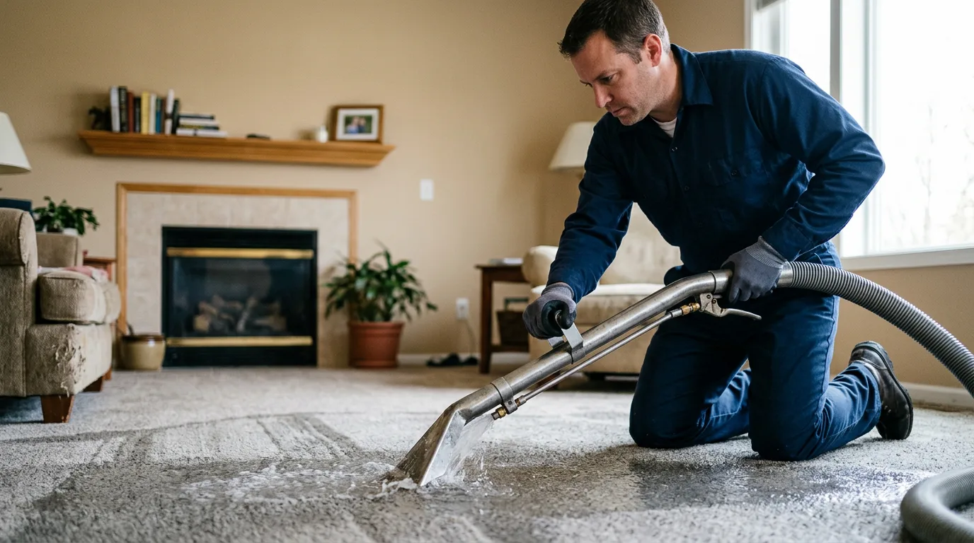 Water damage restoration technician working near Campo Seco, CA
